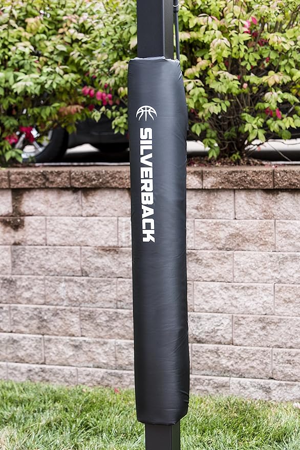 Silverback Height Adjustable In-Ground Basketball Hoop with Tempered Glass Backboard, Pro-Style Breakaway Rim & Backboard Pad