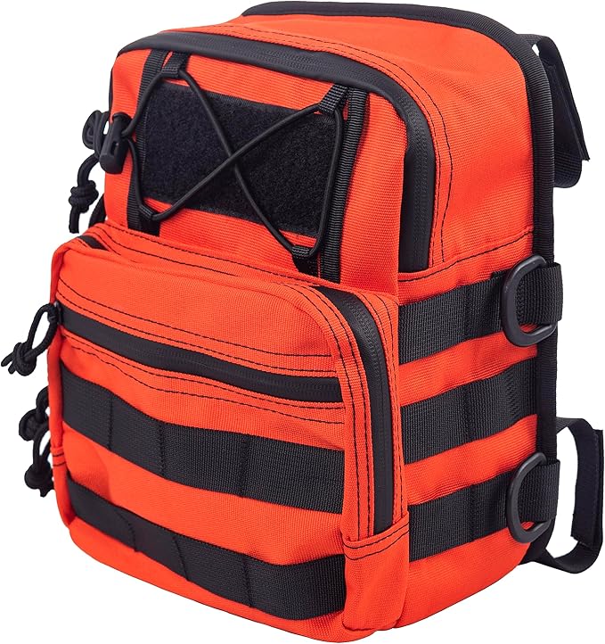 Motorcycle Universal Club Style Utility Molle Traveller Bar Handlebar T-Bar Bag Handle Bags, Fit For Harley Dyna Street Bob FXBB Softail Sportster, Tool Pouch Trunk Storage Bag, Ba-ja Orange