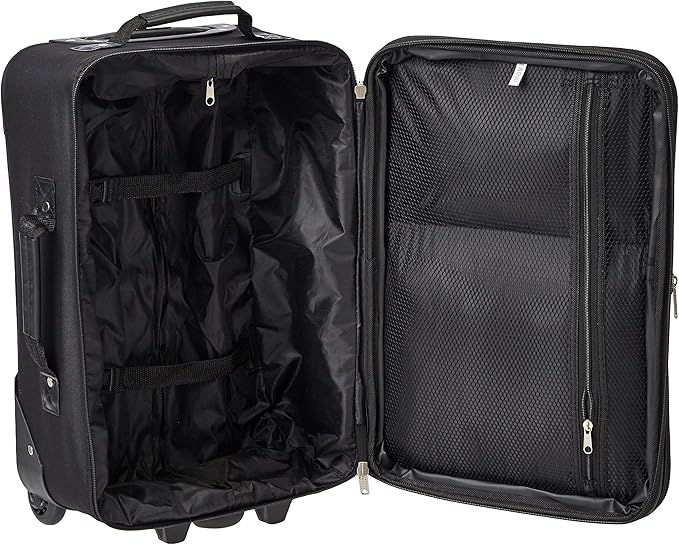 Rockland Fashion ソフトサイド アップライト荷物セット 拡張可能 ブラックプラッド 2ピース (14/19)