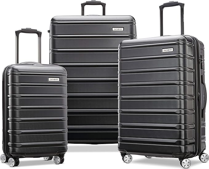 Samsonite Omni 2 Hardside Expandable Luggage with Spinner Wheels, 3-Piece Set (19/24/28), Midnight Black