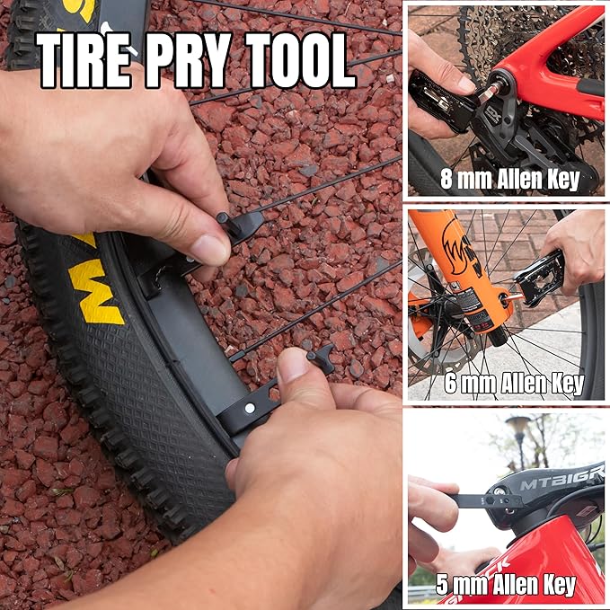 23-in-1 Bicycle Repair Tool Set, Portable Magnetic Multifunctional Tool – Includes Tire Levers, Chain Cutter, 4/5/6/8 mm Hex Wrenches,T25 Box Spanner, and Spoke Wrenches (23 in 1)
