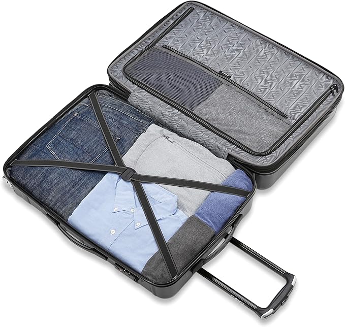 Samsonite Omni 2 ハードサイド 拡張可能 スピナーホイール付きスーツケース、大型スピナー、ソリッドチャコール