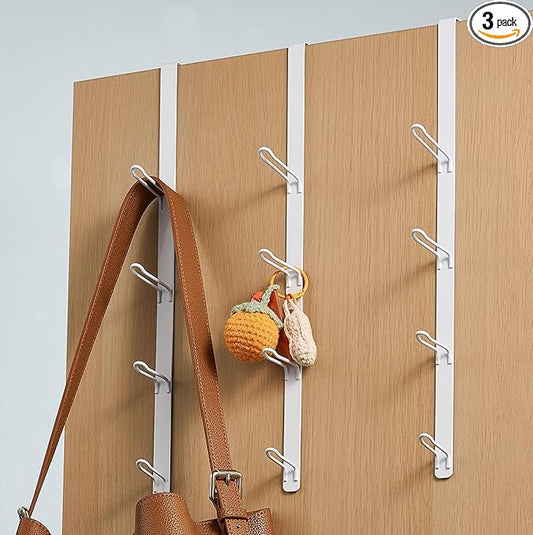 Over Door Towel Hooks: Space-Saving Overdoor Hanger Hook for Towels, Clothes, Coats – Vertical Storage Door Hook Organizer, Heavy-Duty Towel Hook for Bathroom & Closet, White, 3 PCS,for 1.7'' Doors