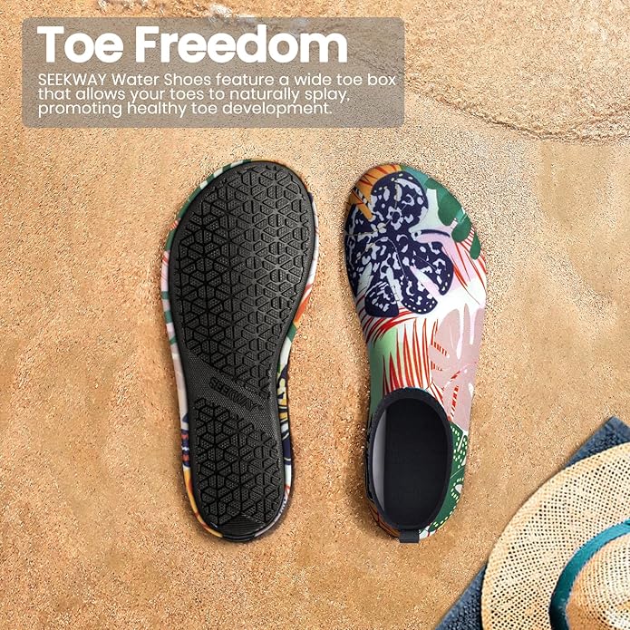 SEEKWAY Water Shoes Women Men Adult Quick-Dry Aqua Socks Barefoot Non Slip for Beach Swim River Pool Lake surf Black SK002(U)