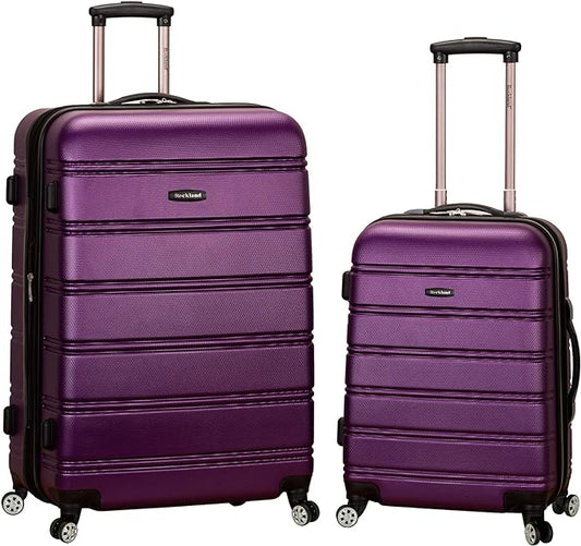 Rockland Melbourne Hardside Expandable Spinner Wheel Luggage, Purple, 2 Piece (20"/28")