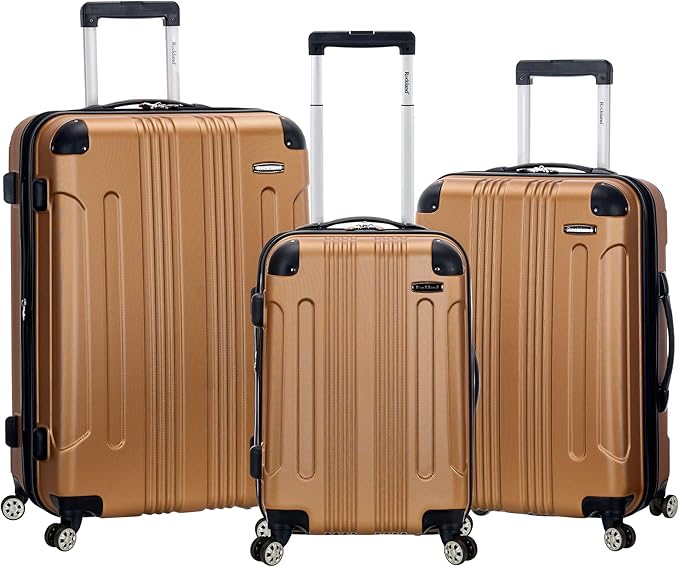 Rockland London Hardside Spinner Wheel Luggage, Gold, 3-Piece Set (20/24/28)