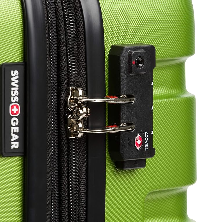 SwissGear 7366 シグネチャー ハードサイド 拡張可能ラゲージ スピナーホイール、TSAロック、カップホルダー付き、グリーン、3点セット (19/23/27)