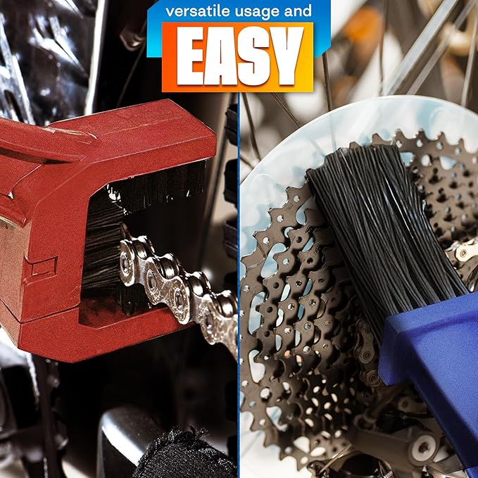 2 Pcs Motorcycle Chain Brush Set - Durable Long-Lasting Plastic Motorcycle Chain Cleaning Kit with 3-Sided Nylon Bristles for Easy Cleaning and Use - Pedaling Efficiency and Improved Gear Shifting