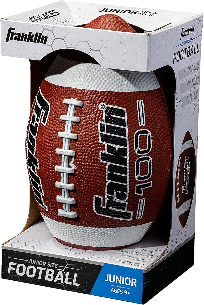 Franklin Sports キッズ ジュニア グリップライト ユース ジュニアサイズ ラバーフットボール - ピーウィー キッズ 耐久性 アウトドアフットボール - シングル＆バルクパックあり