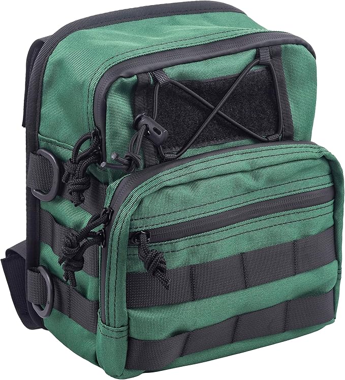 Motorcycle Universal Club Style Utility Molle Traveller Bar Handlebar T-Bar Bag Handle Bags, Fit For Harley Dyna Street Bob Softail Sportster, Tool Pouch Trunk Storage Bag, Snake Venom Green