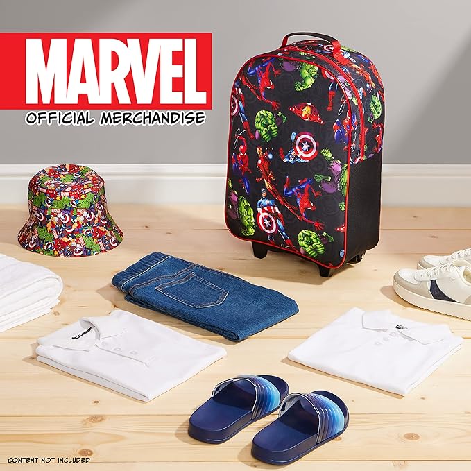 Marvel Avengers Spiderman Kids Suitcase Foldable Carry On Luggage with Wheels Lightweight Travel Trolley Bag for Vacations Trips Gifts for Boys (Multicolor Avengers)