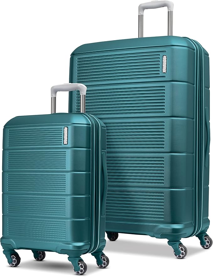 American Tourister Stratum 2.0 Hardside Expandable Luggage with Spinners, Bright Teal, 2PC SET (Carry-on/Large)