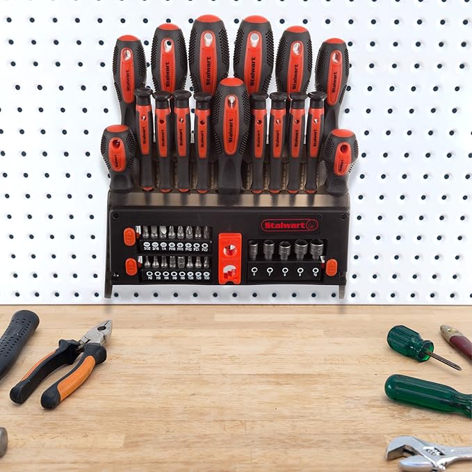 39-Piece Magnetic Screwdriver Set - Screw Driver Set Kit with Bits, Power Nut Driver and Wall Mountable Stand - Tool Kit with Phillips, Torx and Flathead Screwdrivers - Tool Sets for Men by Stalwart
