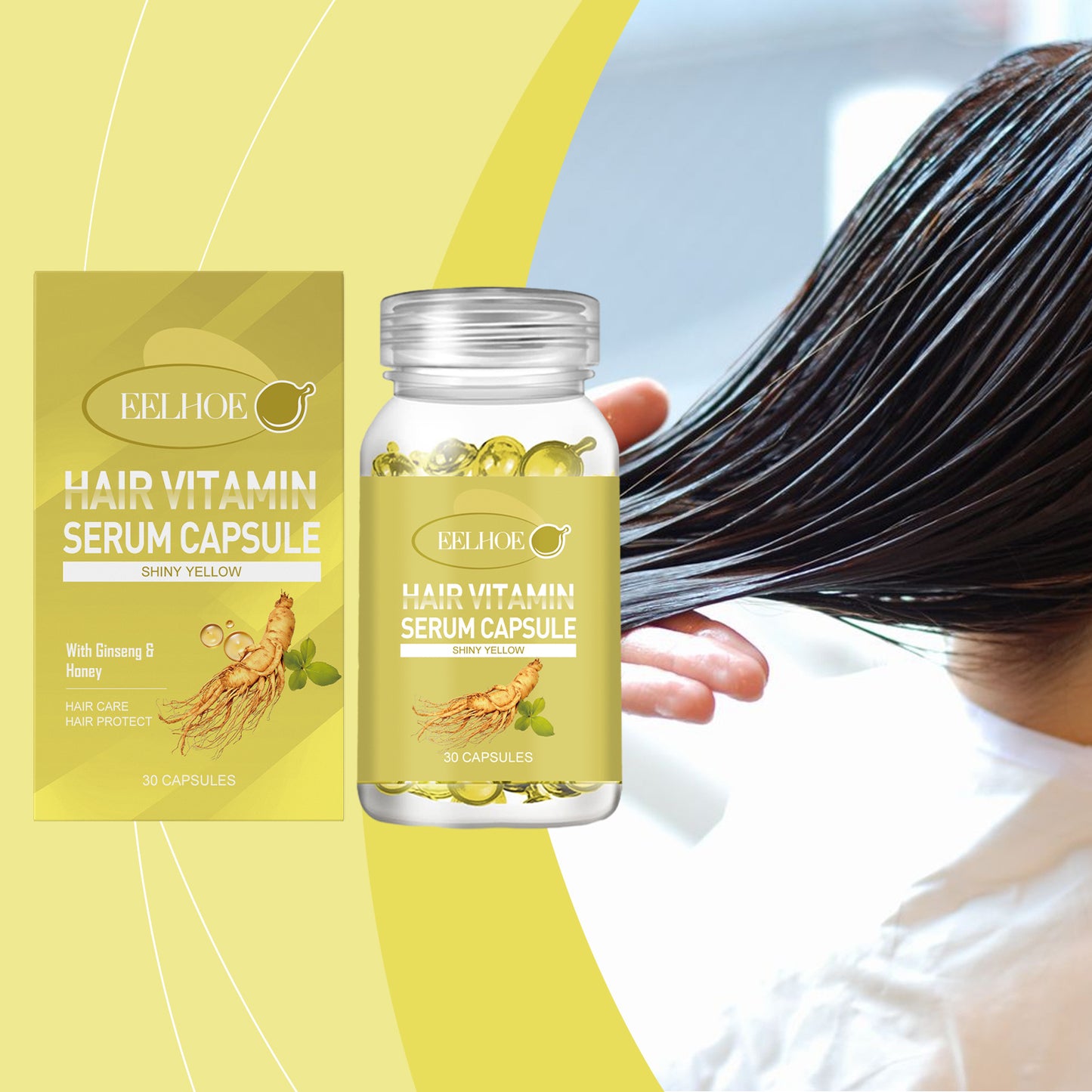 EELHOE ヘアオイルカプセル 頭皮ケア用、乾燥して縮れた髪を改善、やさしく保湿するヘアオイル