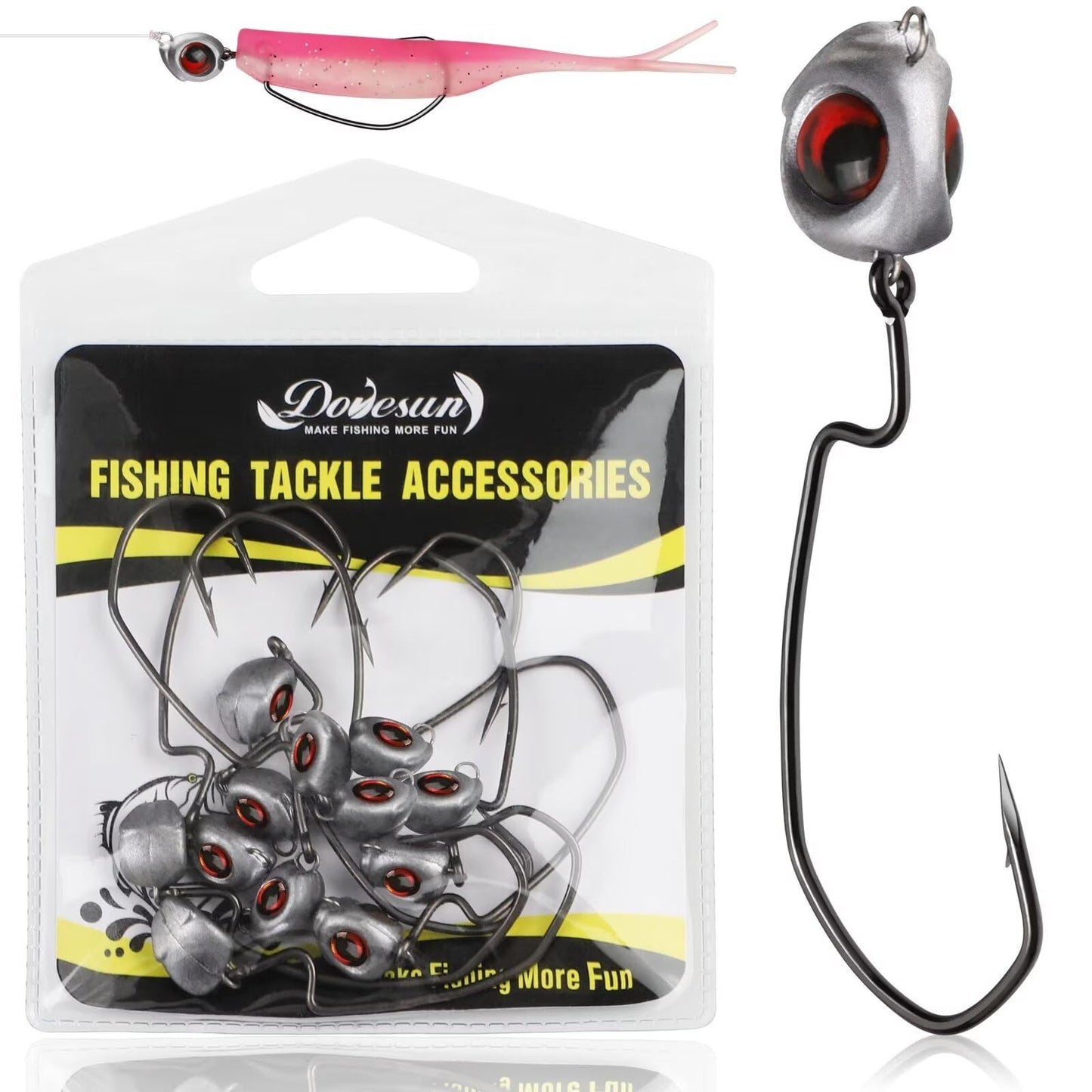 Dovesun Weedless Jig Heads 12PCS Ned Rig Jig Heads Swimbait Jig Head with 3/0 Hooks 1/4oz(7g)