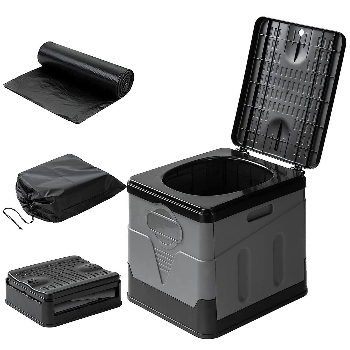 Portable Toilet With Handbag, Collapsible Emergency Toilet With Lid - Not Shipped On Weekends