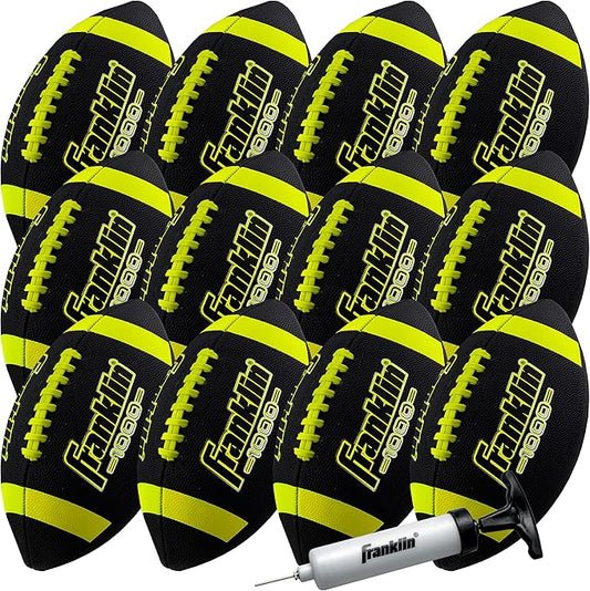 Franklin Sports ユース&アダルト向けフットボール - 高グリップ 1000 公式サイズ、ジュニア&ピーウィーキッズ用 - 1個パック + 12個パック