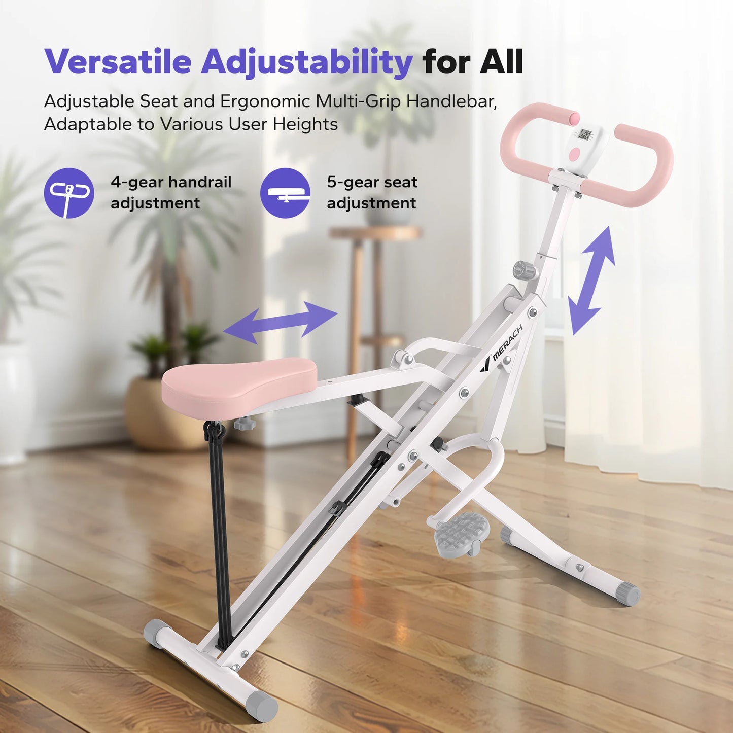 MERACH Squat Machine 2in1 Squat Rowing Machine Easy Setup Foldable Exercise Equipment Glute Trainer Machine Glutes Leg Home Fit