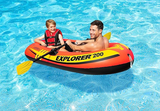 インテックス エクスプローラー インフレータブルボートシリーズ：デュアルエアチャンバー – 溶接式オールロック – グラブハンドル – バウロープ – スポーティーなデザイン