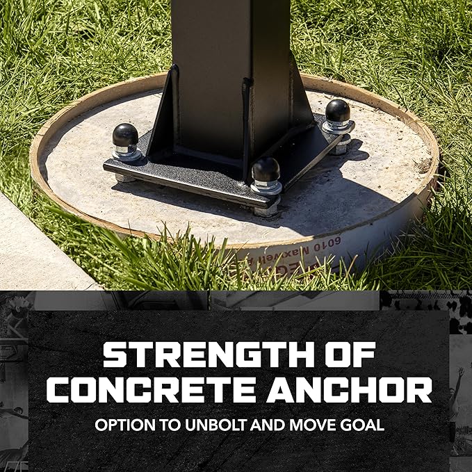 Silverback Height Adjustable In-Ground Basketball Hoop with Tempered Glass Backboard, Pro-Style Breakaway Rim & Backboard Pad