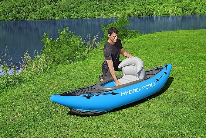 Bestway Hydro Force インフレータブルカヤックセット | シート、パドル、ハンドポンプ、収納キャリーバッグ付き | 大人、子供、家族に最適