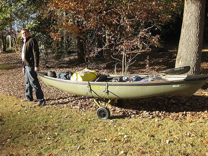 Suspenz Kayak Canoe Trailer Cart, Heavy Duty Kayak Transport Dolly with Airless Wheels, Yellow, 22-6699