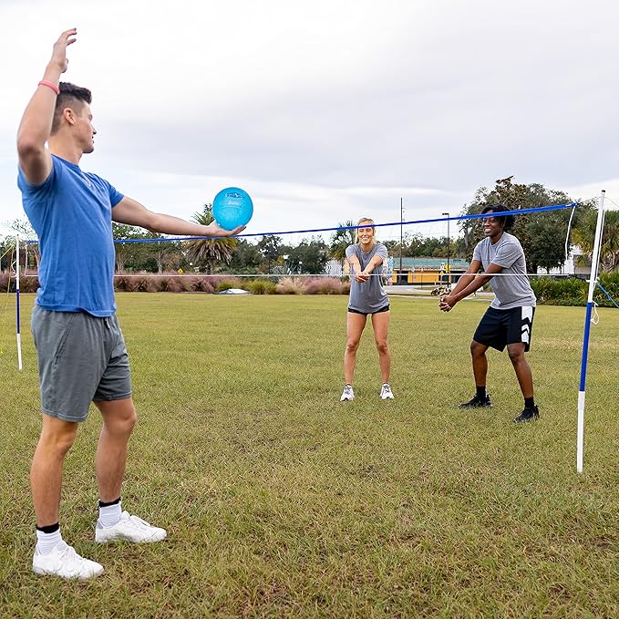 Franklin Sports Volleyball + Badminton Sets - Beach + Backyard Game Set - Volleyball, Pump, Badminton Rackets, Birdies, Net + Poles Included
