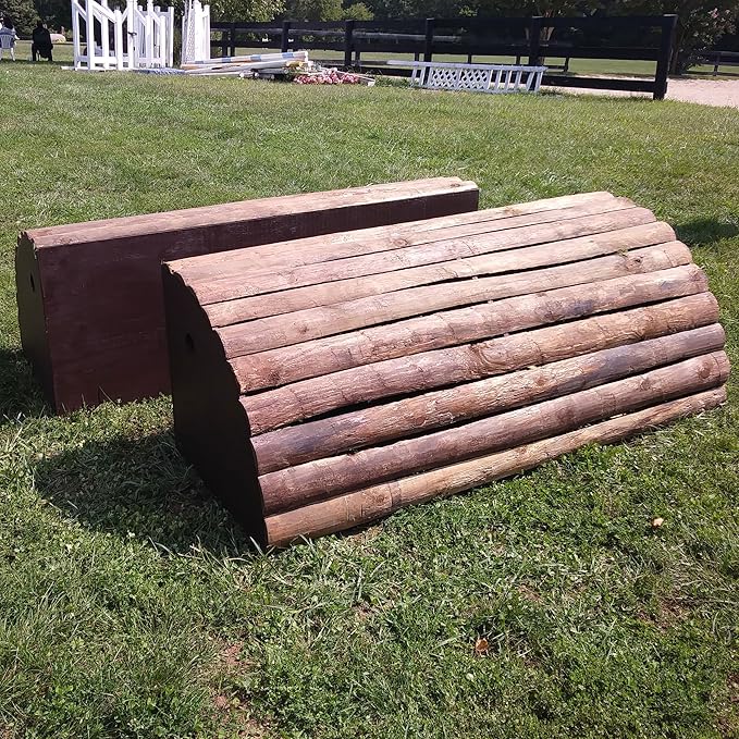 Natural Bark Roll Top Wall Horse Jumps Set/2