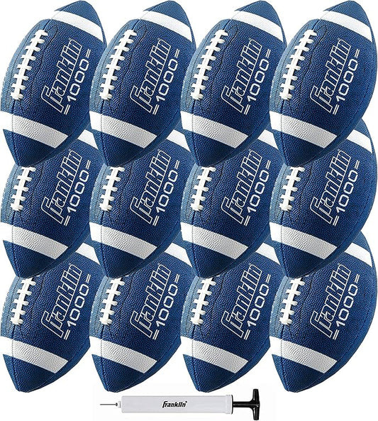 Franklin Sports Youth + Adult Footballs - Extra Grip 1000 Official Size, Junior + Pee Wee Kids - 1 + 12 Packs