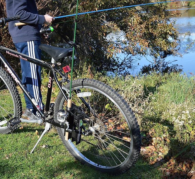 自転車用釣り竿ホルダー、自転車への取り付けが非常に簡単、2本の竿を固定して自転車釣りに