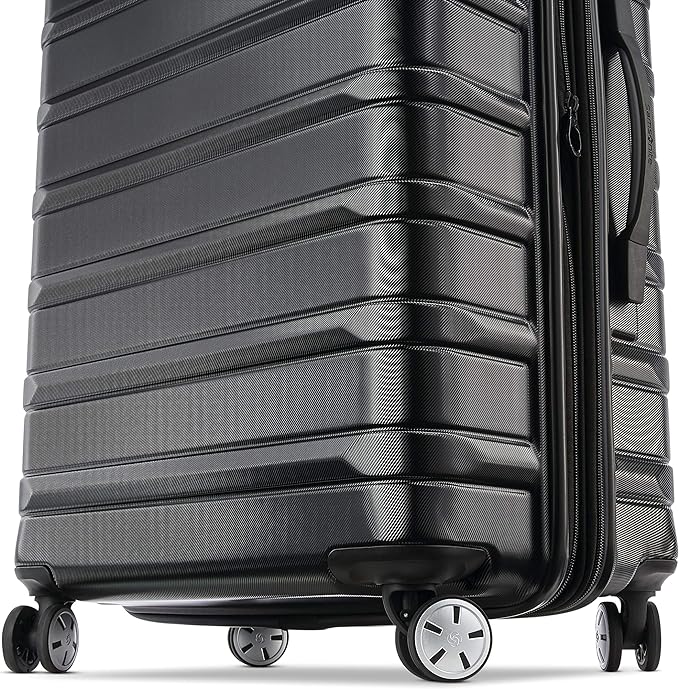 Samsonite Omni 2 24インチ ミディアムチェック ハードサイド荷物 360°スピナーホイール付き - 傷に強いハードシェル - TSAロック - 軽量旅行用拡張可能ポリカーボネートシェル - ミッドナイトブラック