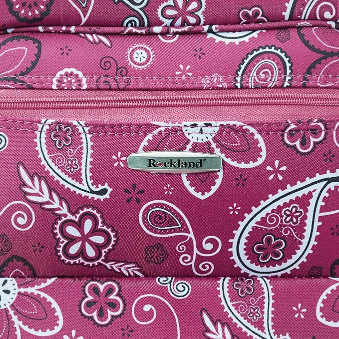 Rockland Fashion ソフトサイドアップライト荷物セット、拡張可能、車輪付き、伸縮式ハンドル、ピンクバンダナ、2ピース (14/19)