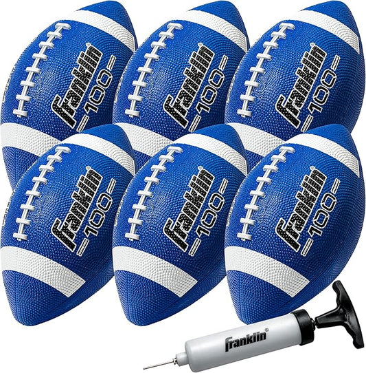 Franklin Sports Kids Junior Grip-Rite Youth Junior Size Rubber Footballs - Peewee Kids Durable Outdoor Footballs - Single & Bulk Packs Available