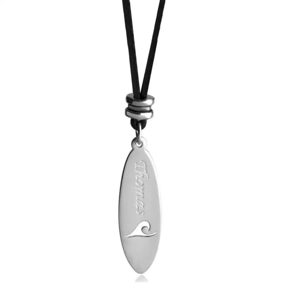 Custom Name Surfboard Necklace Men's Jewelry Personalized Stainless Steel Surfboard Necklace Gift for Surfers and Beach Lovers