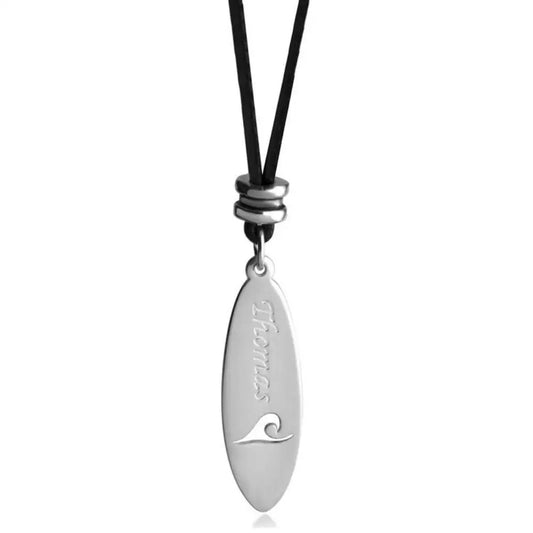 Custom Name Surfboard Necklace Men's Jewelry Personalized Stainless Steel Surfboard Necklace Gift for Surfers and Beach Lovers