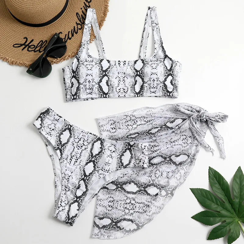 Sexy Marble Print Bikini 2026 Women Push Up Bra Underwire 3 Piece Swimsuit Brazilian Beach Bathing Suit Swimwear Swimming Suits