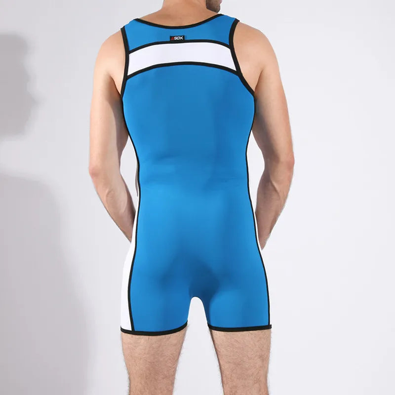 Men Undershirts Shorts Seamless Ice Silk Slip Bodysuit Gym Sports Fitness Workout Wrestling Singlet Jumpsuits Underwear Swimwear
