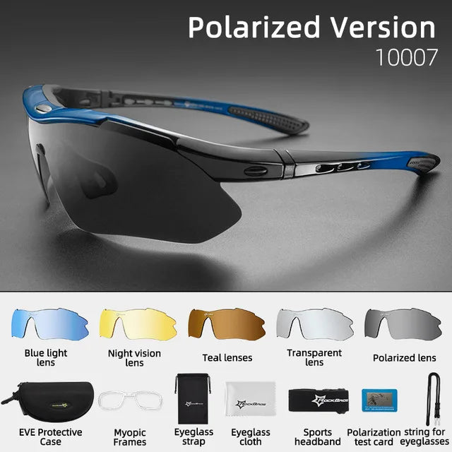 ROCKBROS Photochromic Bicycle Glassess Cycling Glasses Polarized Sunglasses Myopia Frame MTB Mountain UV400 Bicycle Goggles