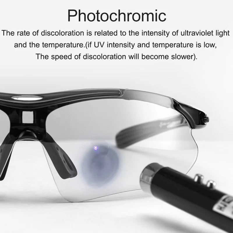 ROCKBROS Photochromic Bicycle Glassess Cycling Glasses Polarized Sunglasses Myopia Frame MTB Mountain UV400 Bicycle Goggles