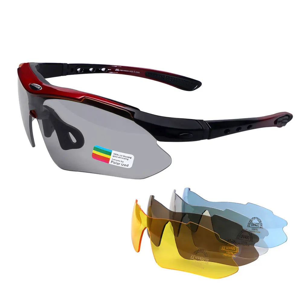 MOVIGOR 5 Lens Polarized Cycling Glasses Sports Men Sunglasses Road Bicycle Goggles Mountain Bike Riding Protection Eyewear set