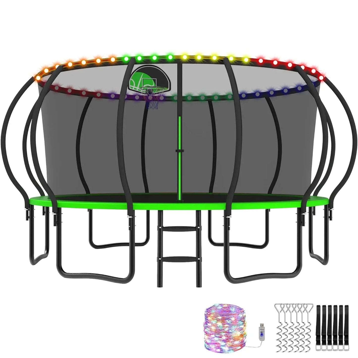 【Upgrade】 Outdoor Tranpoline for Kids, 16FT 15FT 14FT 12FT 10FT 8FT 1500LBS Recreational Tranpoline with Basketball, Customized