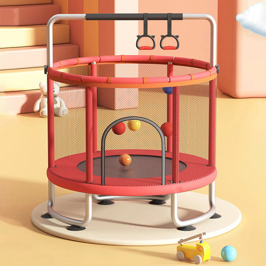 Kids Trampoline Adjustable Baby Toddler Trampoline with Basketball Hoop, Swing, Sandbag, Ocean Balls, Enclosure Net