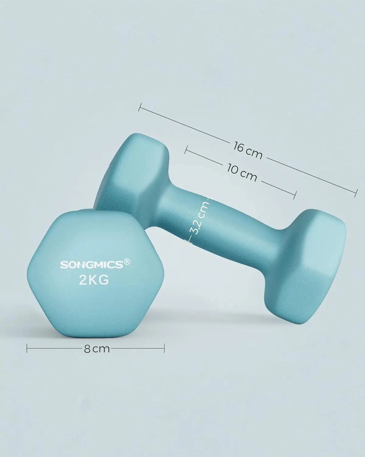 SONGMICS Dumbbells Set of 2 2 x 2kg Dumbbells Set Dumbbells Hexagon Neoprene Coating Strength Training Workout Fitness