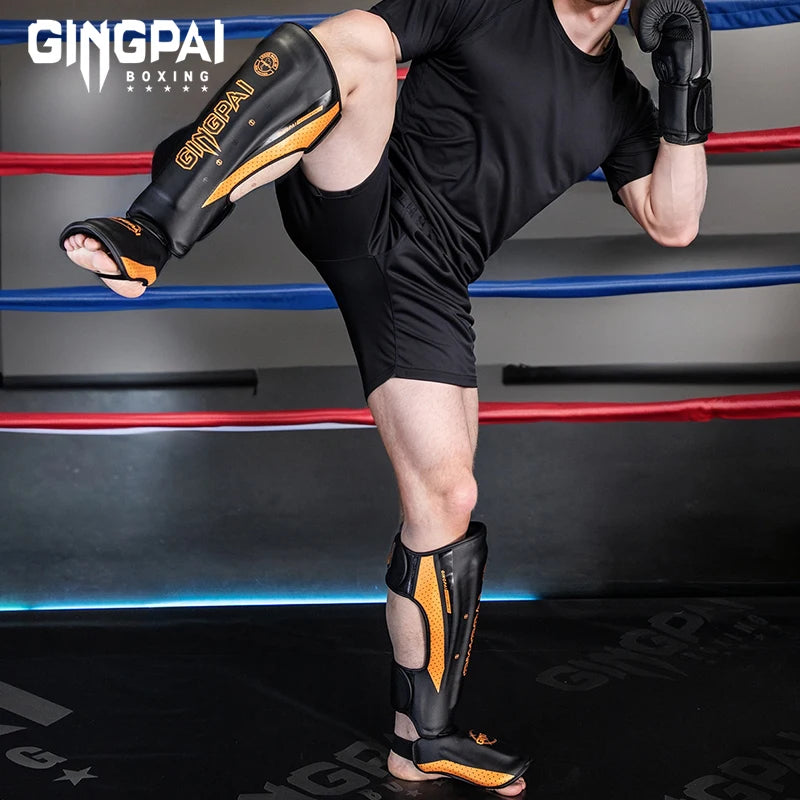 MMA Boxing Shin Guards Ankle Support Adult Men Women Kickboxing Equipment Karate Protectors Sanda Muay Thai Legging Instep Guard