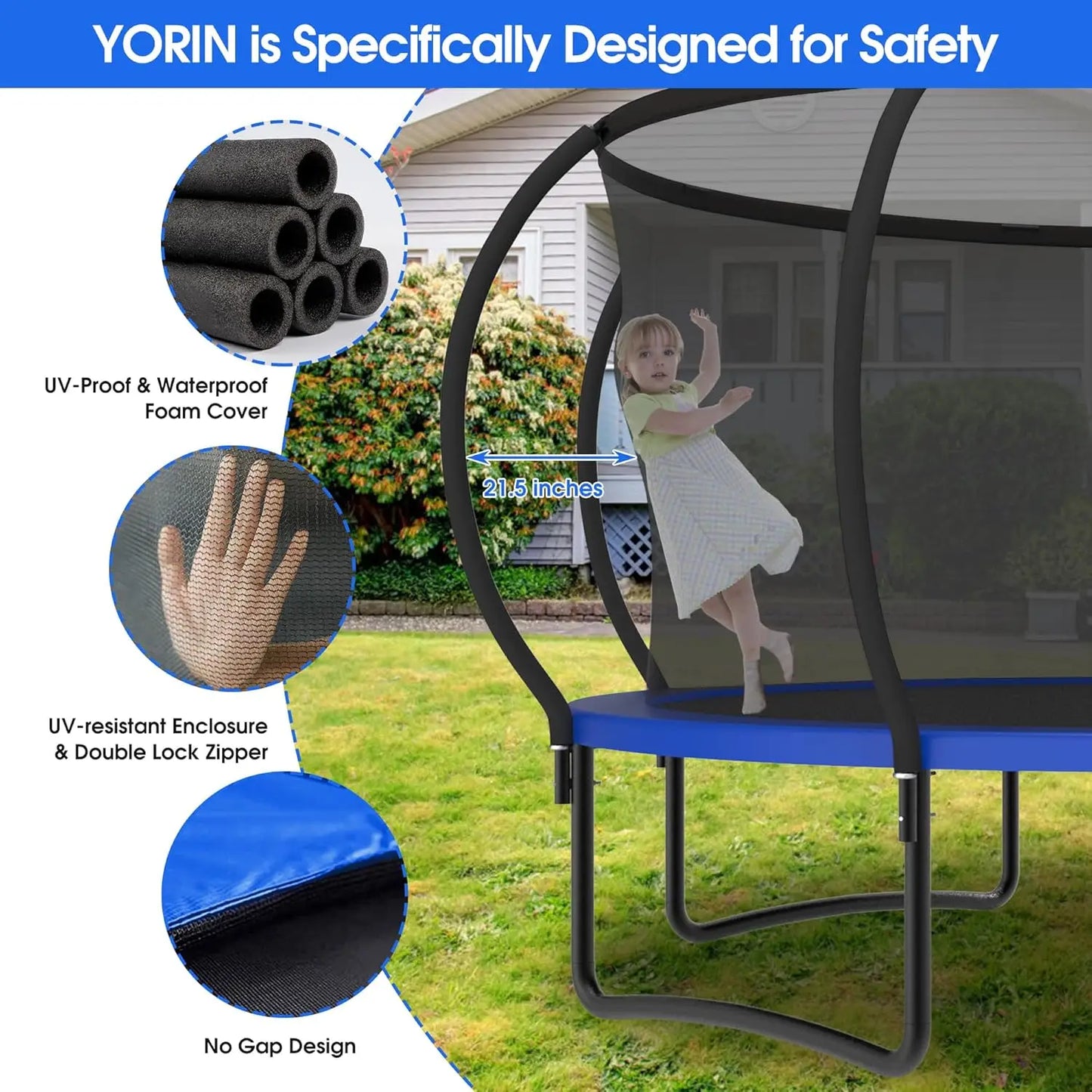 【Upgrade】 Outdoor Tranpoline for Kids, 16FT 15FT 14FT 12FT 10FT 8FT 1500LBS Recreational Tranpoline with Basketball, Customized