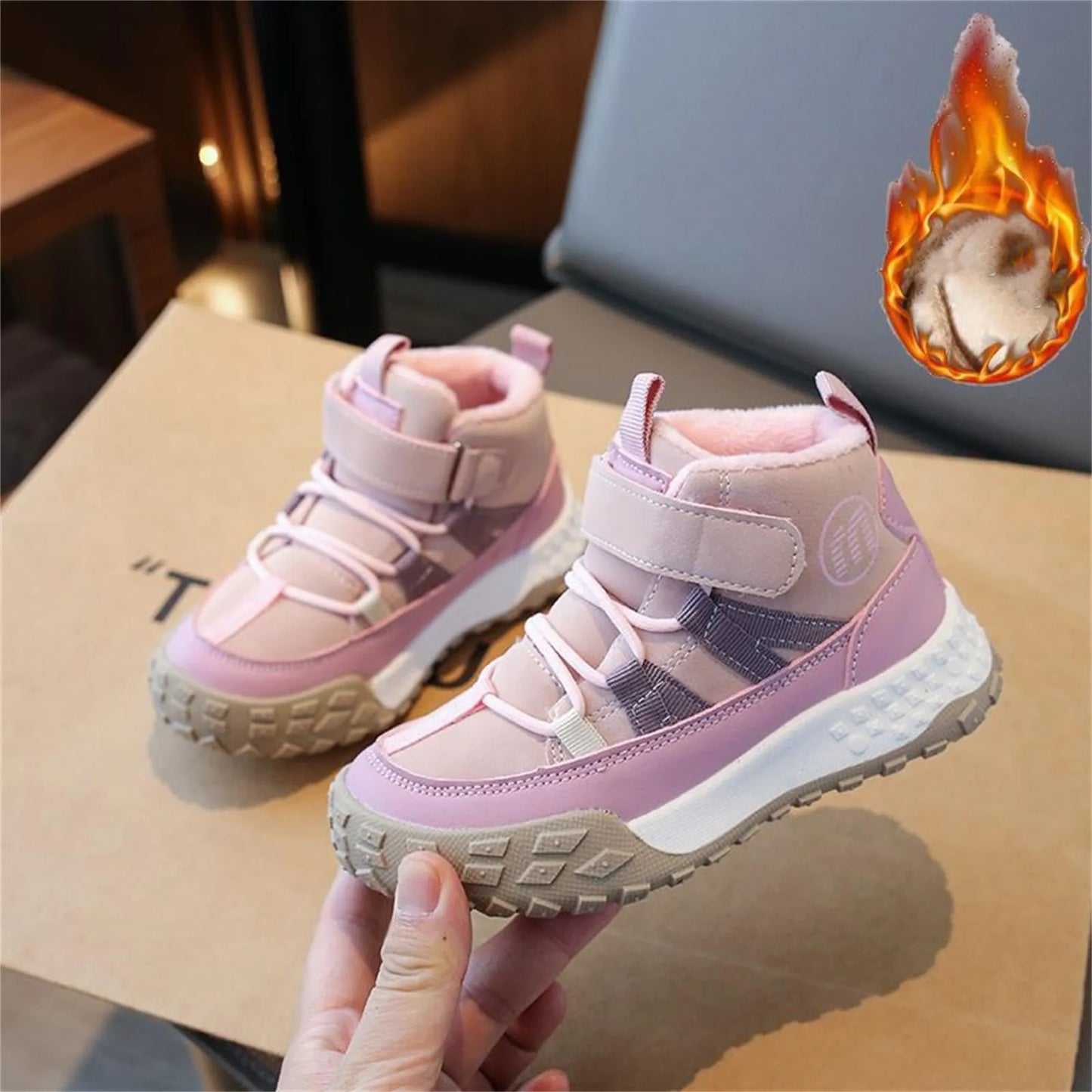 Children's Sports Shoes Winter New Fuzzy Running Shoes Warm Boys And Girls Shoes Court Shoes for Boys