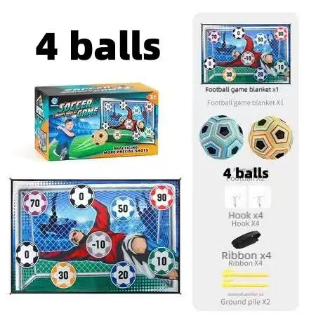 Football Play Set for Children Football Play Mat Set Foldable Flannel Football Goal with Rating Numbers and Adhesive Football
