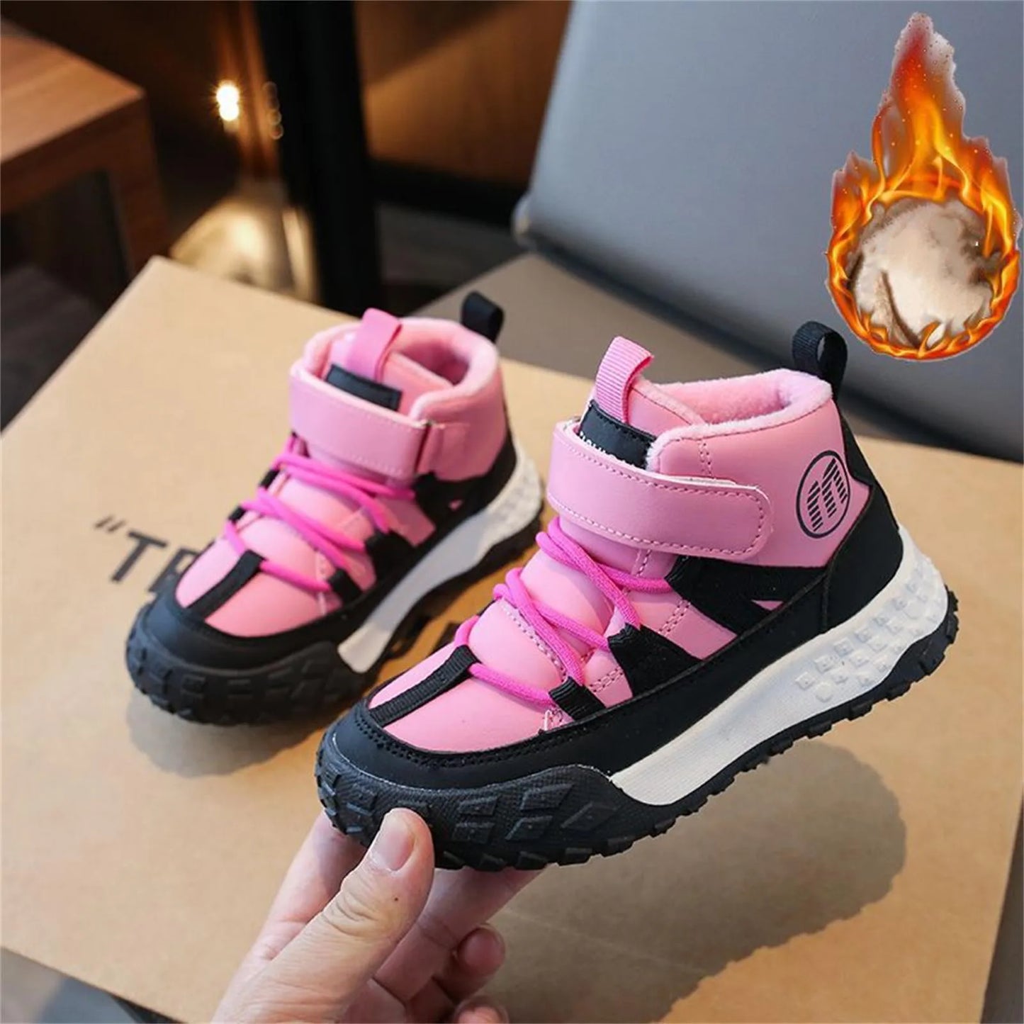 Children's Sports Shoes Winter New Fuzzy Running Shoes Warm Boys And Girls Shoes Court Shoes for Boys