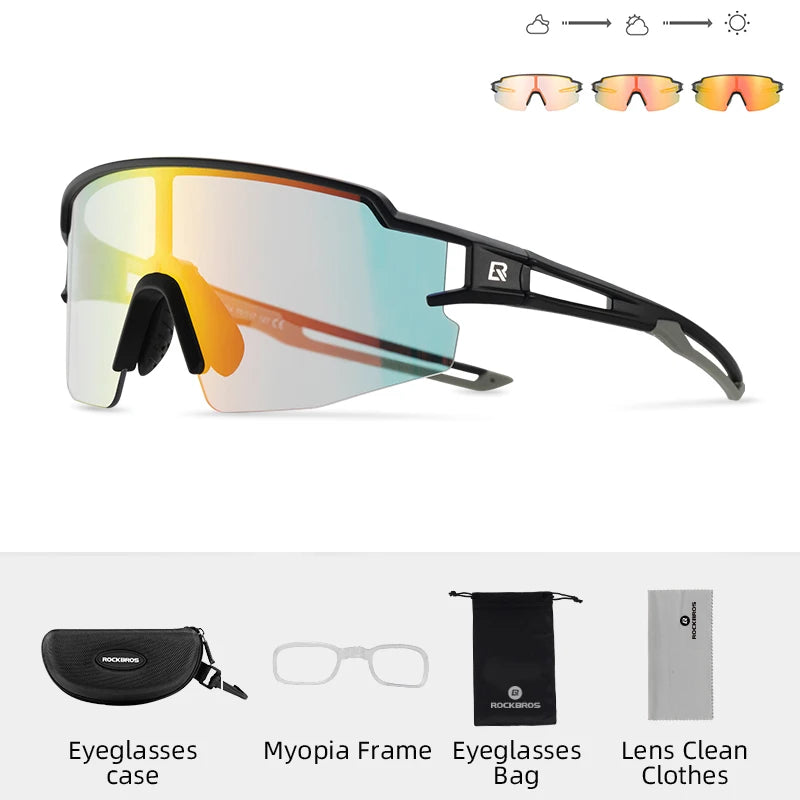 ROCKBROS Cycling Glasses Photochromic Bike Bicycle Glasses UV400 Sunglasses Sports Protection Eyewear MTB Road Cycling Goggles