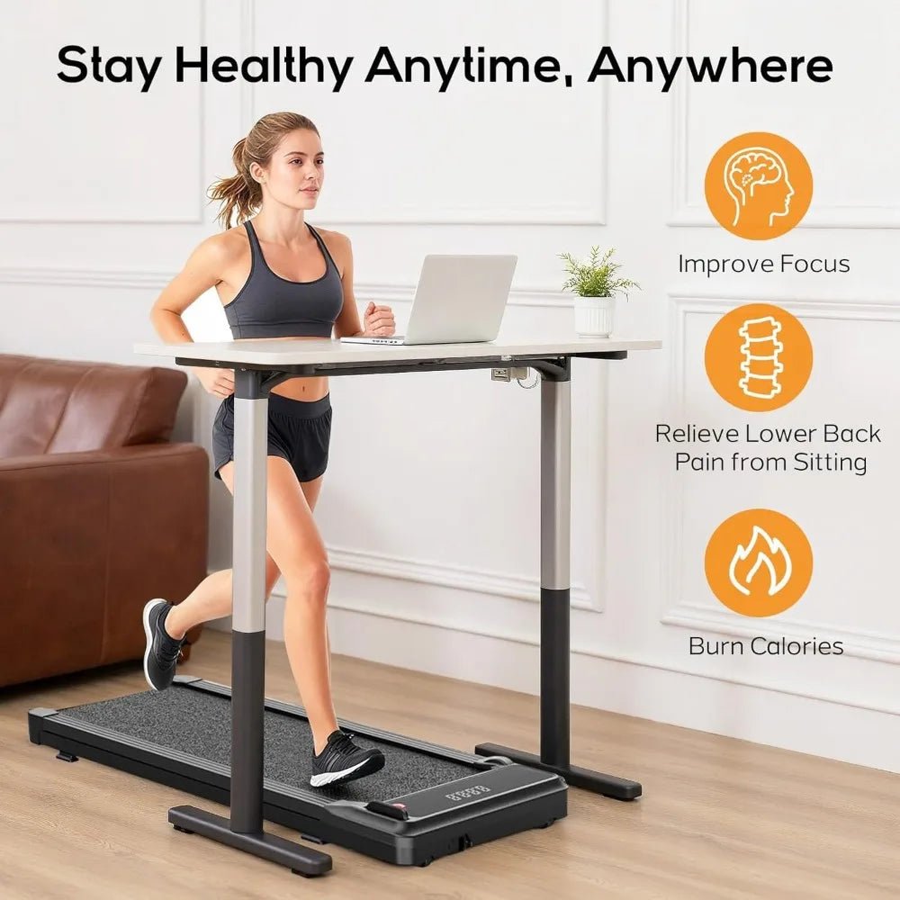 Under Desk Walking Pad, Portable Compact Electric Treadmill, Quiet Fitness Machine with Remote & LED Display for Home Office